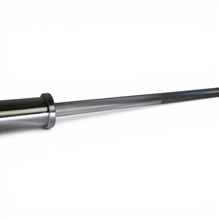 Close up of knurling on Fittle Barbell with a white background.