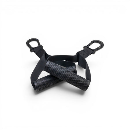 Up close shot of Fittle Resistance Band handles on a white background.